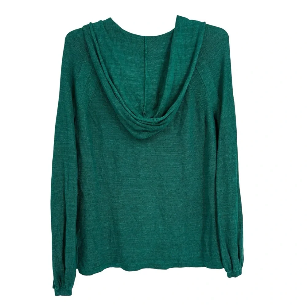 Free People Optimistic Linen Blend Green Hoodie Sweater Size Small Long Sleeves